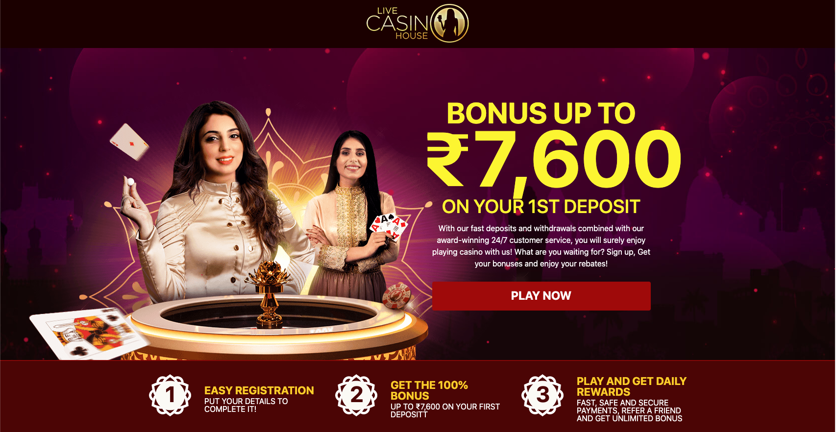 Indian frontpage of Live Casino House
